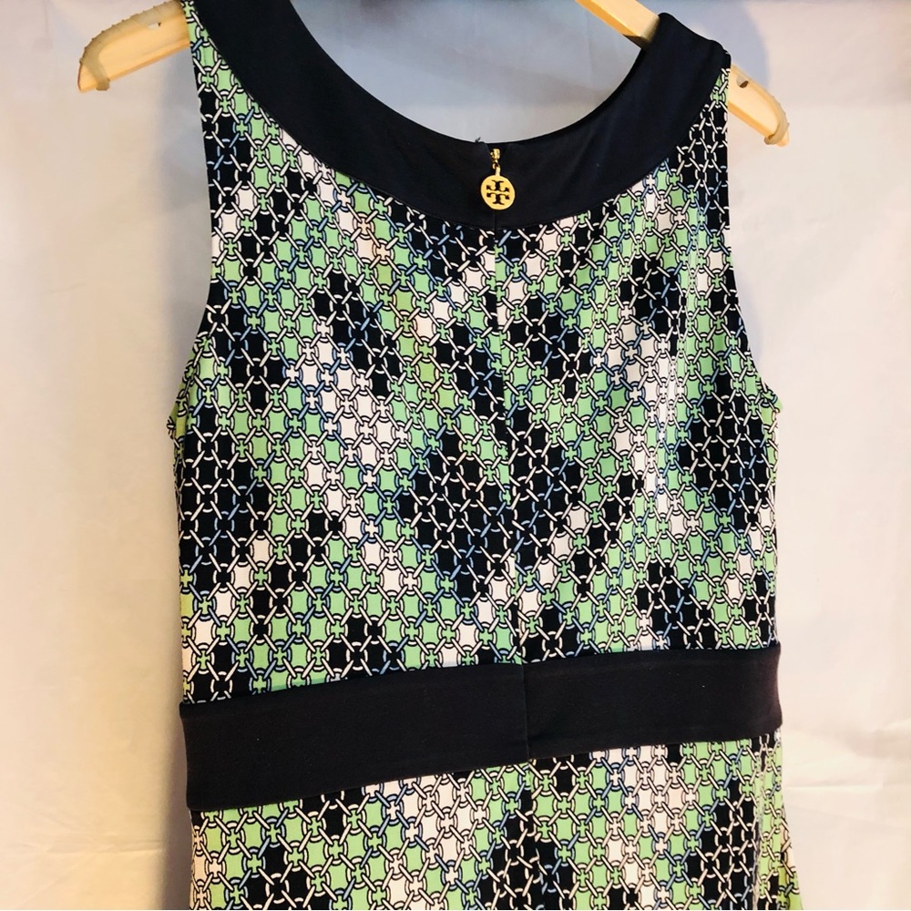 Tory Burch Silk Summer Dress / Green Black - Size Medium - Picture 5 of 13